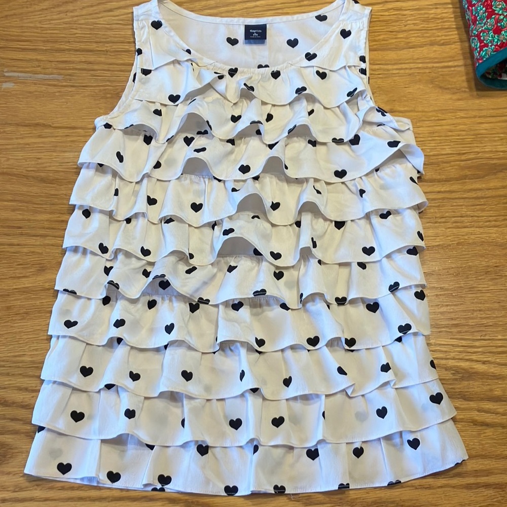 EUC Sz 10 girls Gap Kids heart tunic ruffled blouse